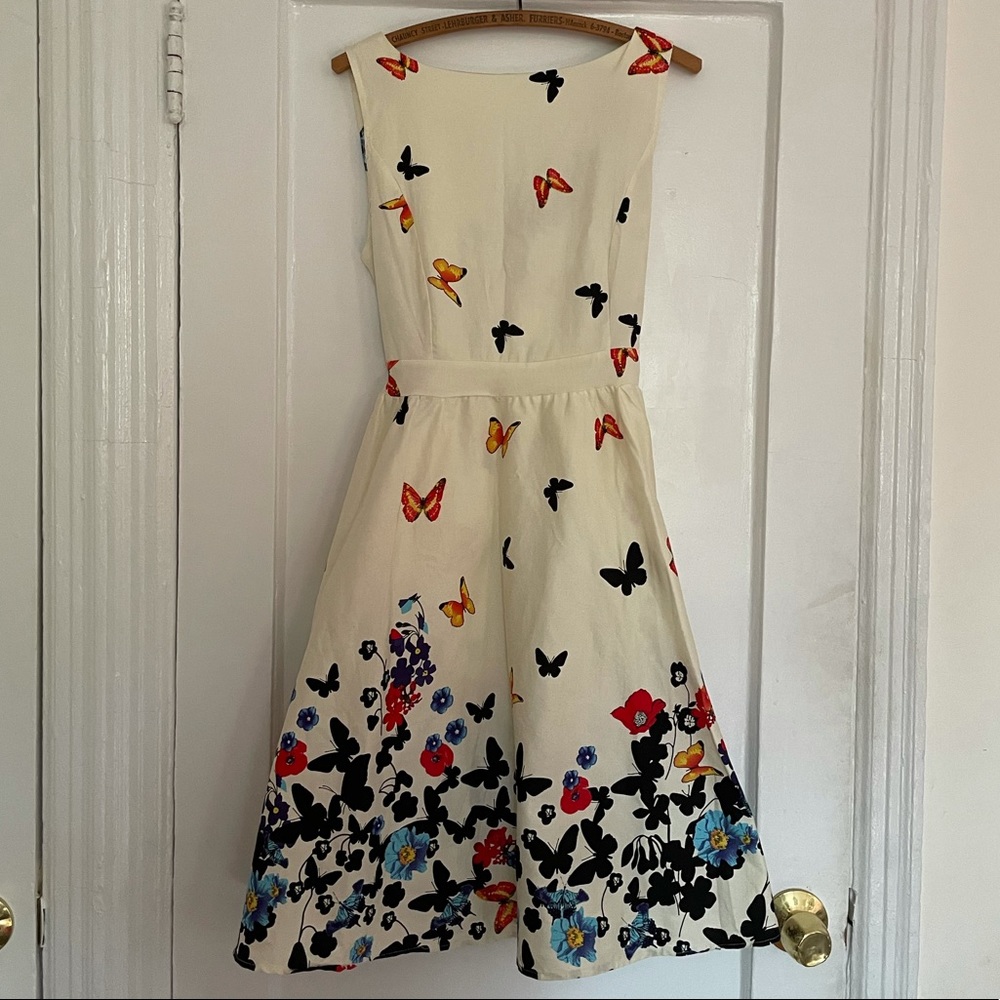Vintage Inspired Butterfly Print Dress